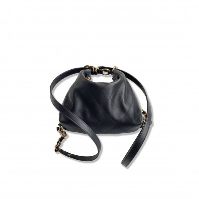 CHANEL 25 HOBO BAG BLACK SOFT CALFSKIN LEATHER BACKPACK 2965681 (31*20*8.5cm)